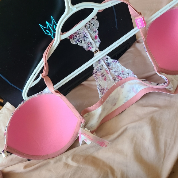 NWT 34DD Pink Date Racerback Push-Up with Rose Gold Hardware - Picture 4 of 12